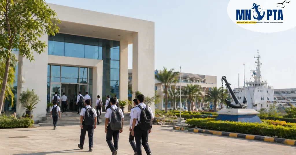 Students at maritime university campus