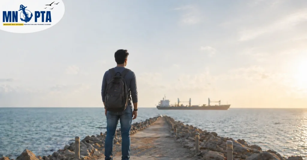 IMU-CET 2026: Complete Guide For Merchant Navy Aspirants 1 Path leading to cargo ship representing career opportunity